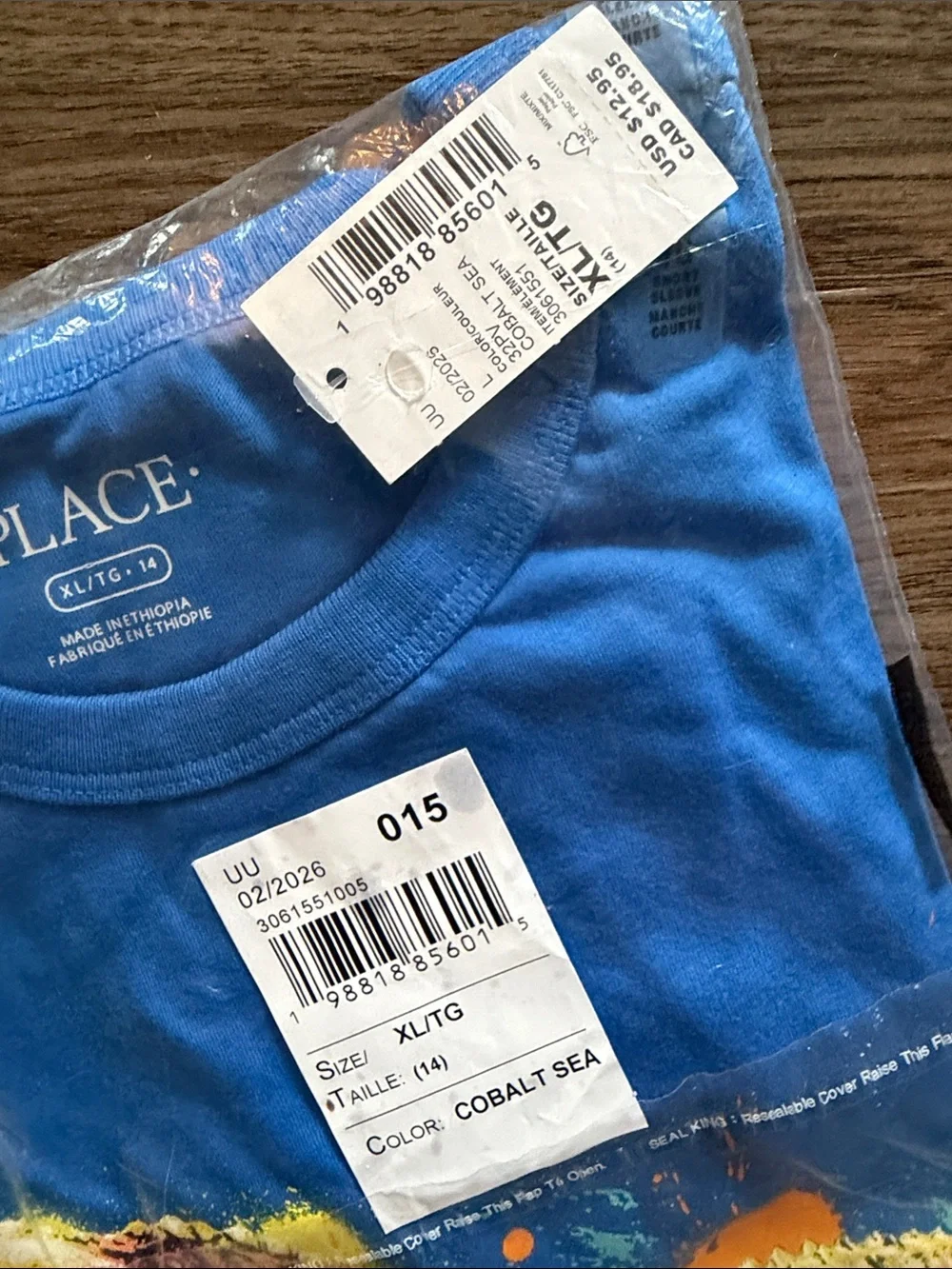 The Children's Place Bright Blue Tee with Neon Dinosaur Print